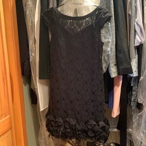 Jessica Simpson lace dress with rosette/feather trim